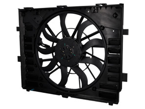 Water radiator air duct with fan. Porsche 958 Cayenne >>2014 - 95810606140, 95810606130, 95810606131, 958121203A